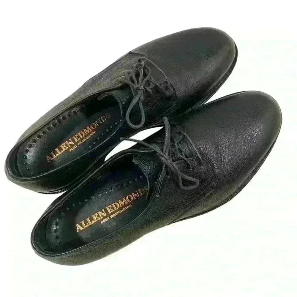 Allen Edmonds men’s Oxford dress shoes black feather welt Port Washington